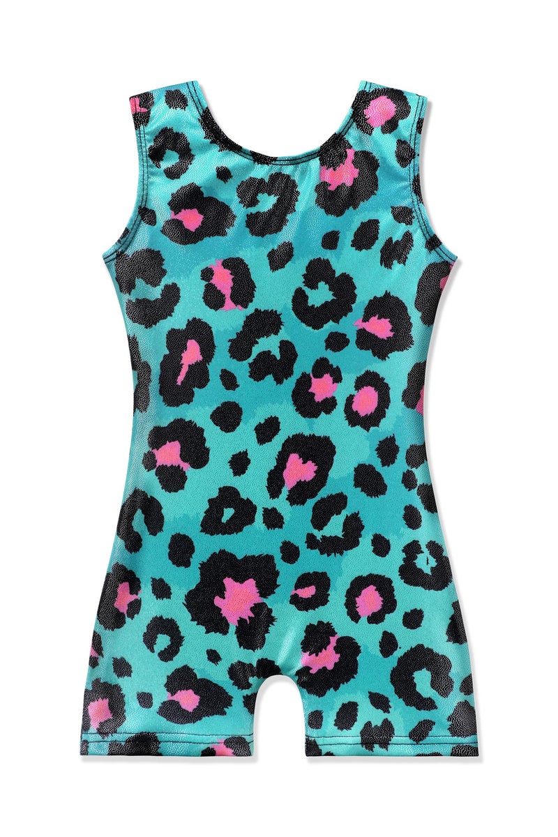 EQSJIU Toddler Girls Leotard For Gymnastics 3t 4t 3-4t Blue Leopard Pink Leotards With Shorts Kids Outfits Biketard Starry Sparkle Apparel Clothes 3t Leotard Gymnastics - Image 1